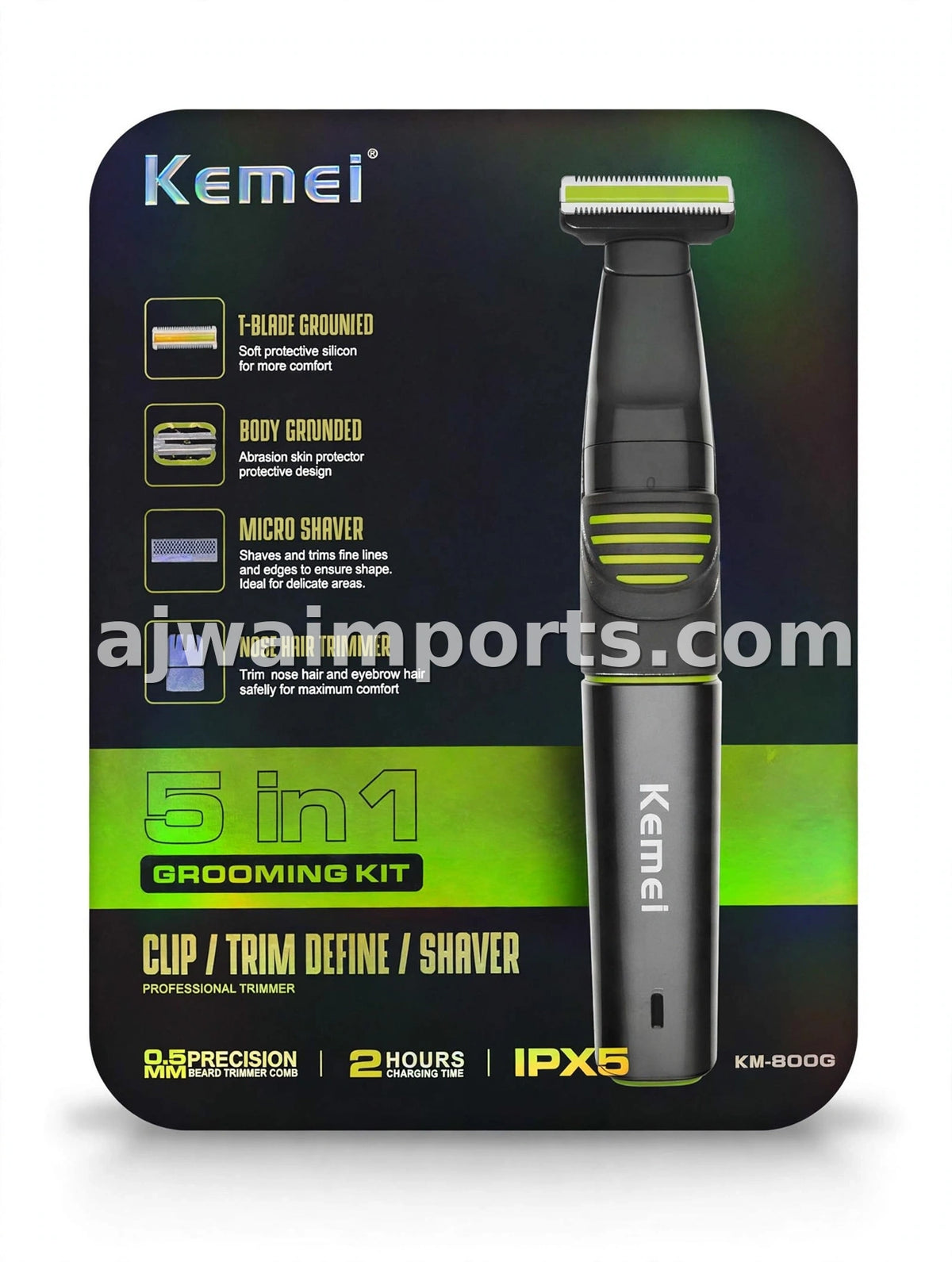 Kemei KM-800G 5-in-1 Grooming Kit - Trim, Shave, Clip & Define