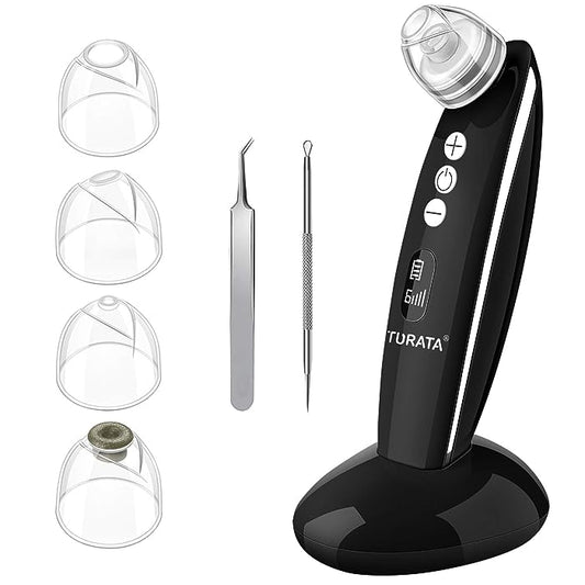 Blackhead Remover, TURATA Pore Cleanser Vacuum Kit (Black)