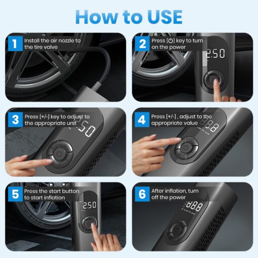 Digital Rechargeable Wireless Car Air Pump