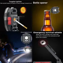 6 in 1 Multifunctional LED Powerful Flashlight Keychain