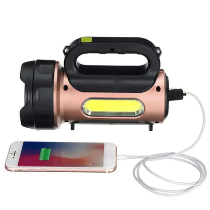 Solar and USB Rechargeable water resistant Long Range Flashlight and power bank