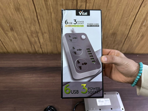 Vital VK-U603 Power Universal Travel 3 Sockets 6 USB (Imported)