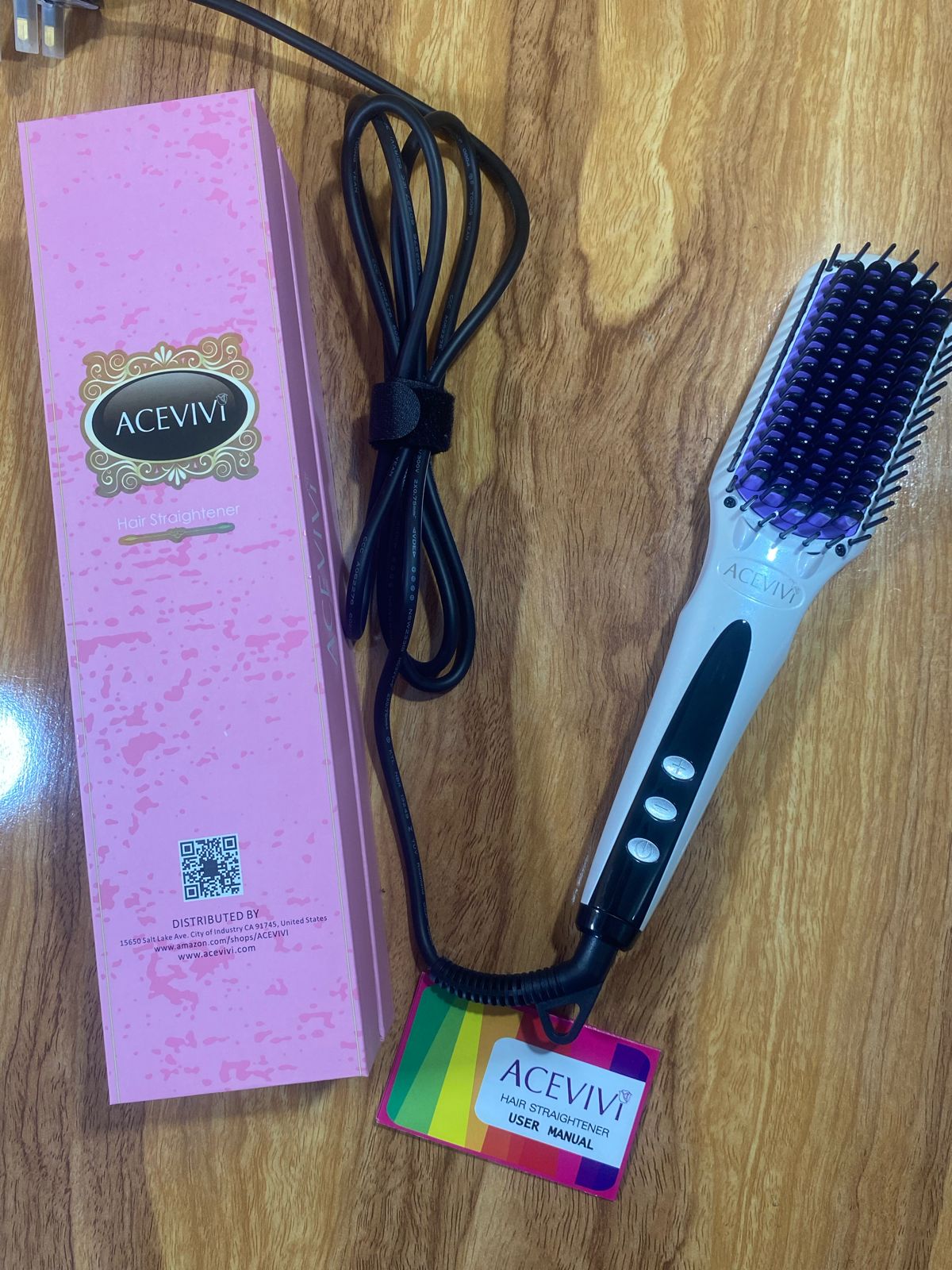 ACEVIVI Digital Electric Hair Straightener Brush