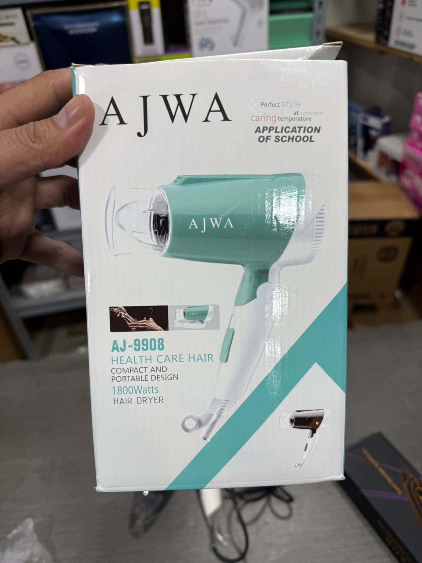 Powerful 1800W Portable Hair Dryer – AJWA AJ-9908 | Fast Drying & Lightweight