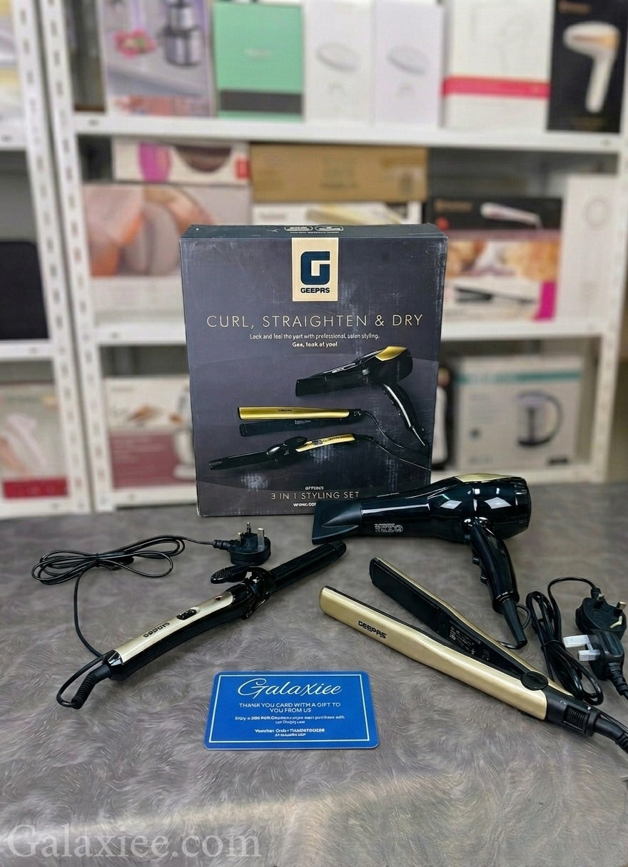 Geepas 3-in-1 hair styler dryer straightener curler - Pakistan | Galaxiee