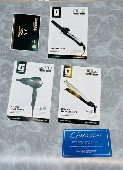 Geepas 3-in-1 Hair Styler Dryer Straightener Curler Galaxiee