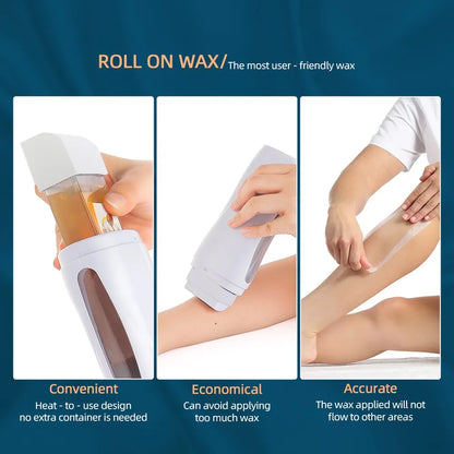 3-in-1 Depilatory Wax Heater & Roll-On Epilator – Full-Body Hair Removal for Smooth Skin