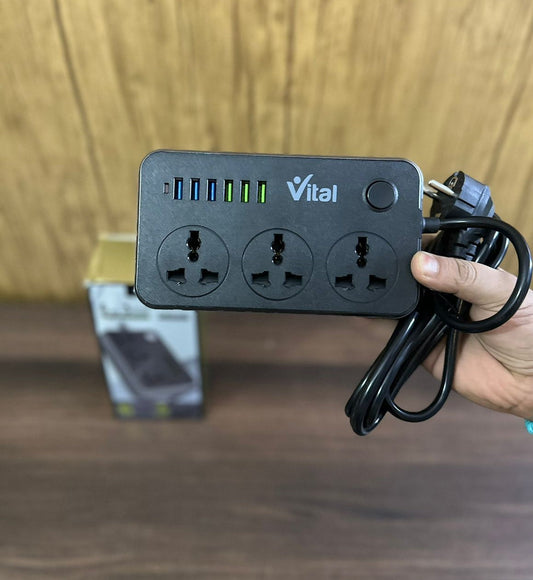 Vital VK-U603 Power Universal Travel 3 Sockets 6 USB (Imported)