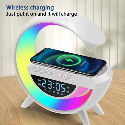 Gift Alarm Clock Wireless Charger With Speaker Colorful Night Light Wireless Mobile Phone Charger