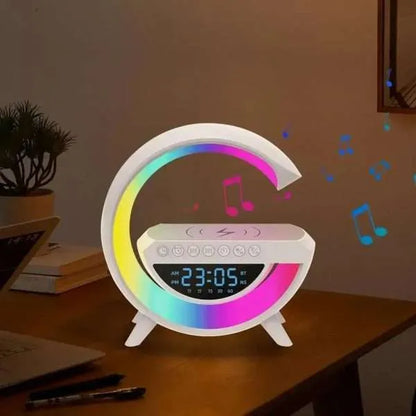 Gift Alarm Clock Wireless Charger With Speaker Colorful Night Light Wireless Mobile Phone Charger