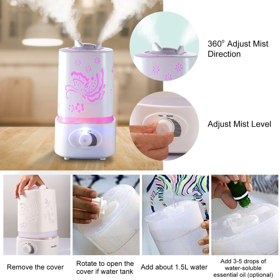 Ultrasonic Aroma Diffuser/Humidifier with 7 Color LED